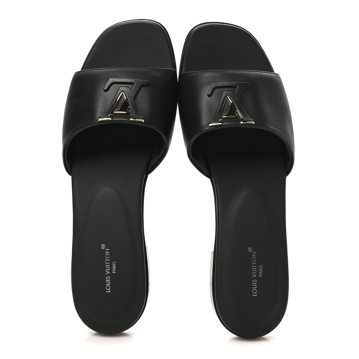 Louis Vuitton Calfskin LV Mare Flat Mule 37.5 Black 2 of 10