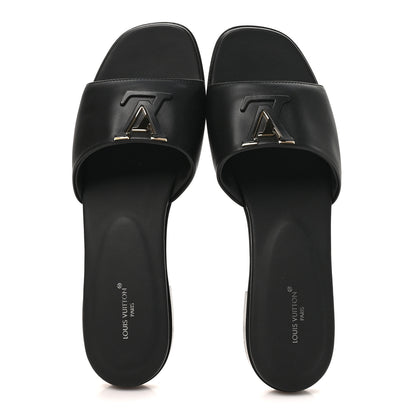 Louis Vuitton Calfskin LV Mare Flat Mule 37.5 Black 2 of 10