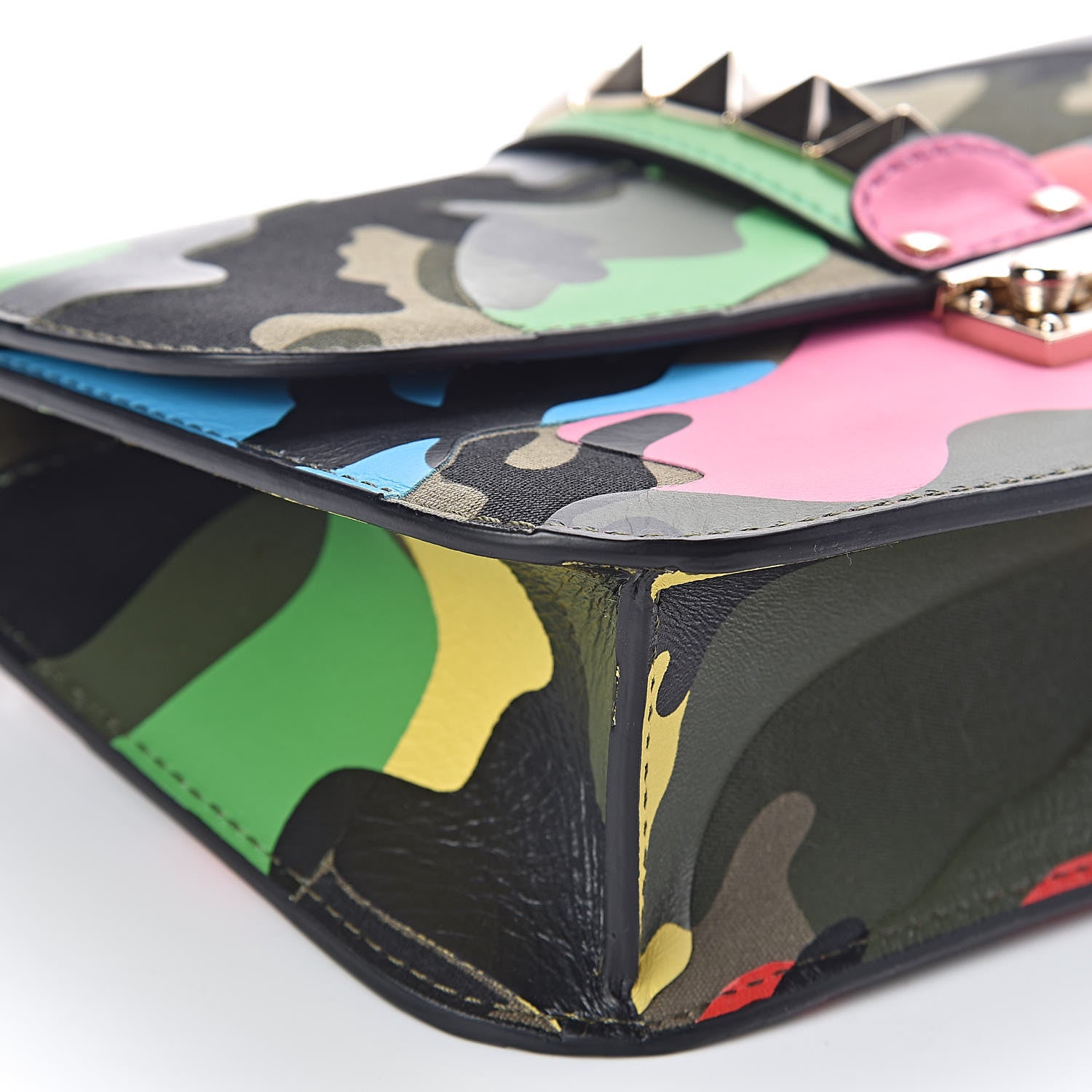 Valentino Garavani Nappa Canvas Camouflage Medium Glam Lock Rockstud Flap Multicolor 11 of 14