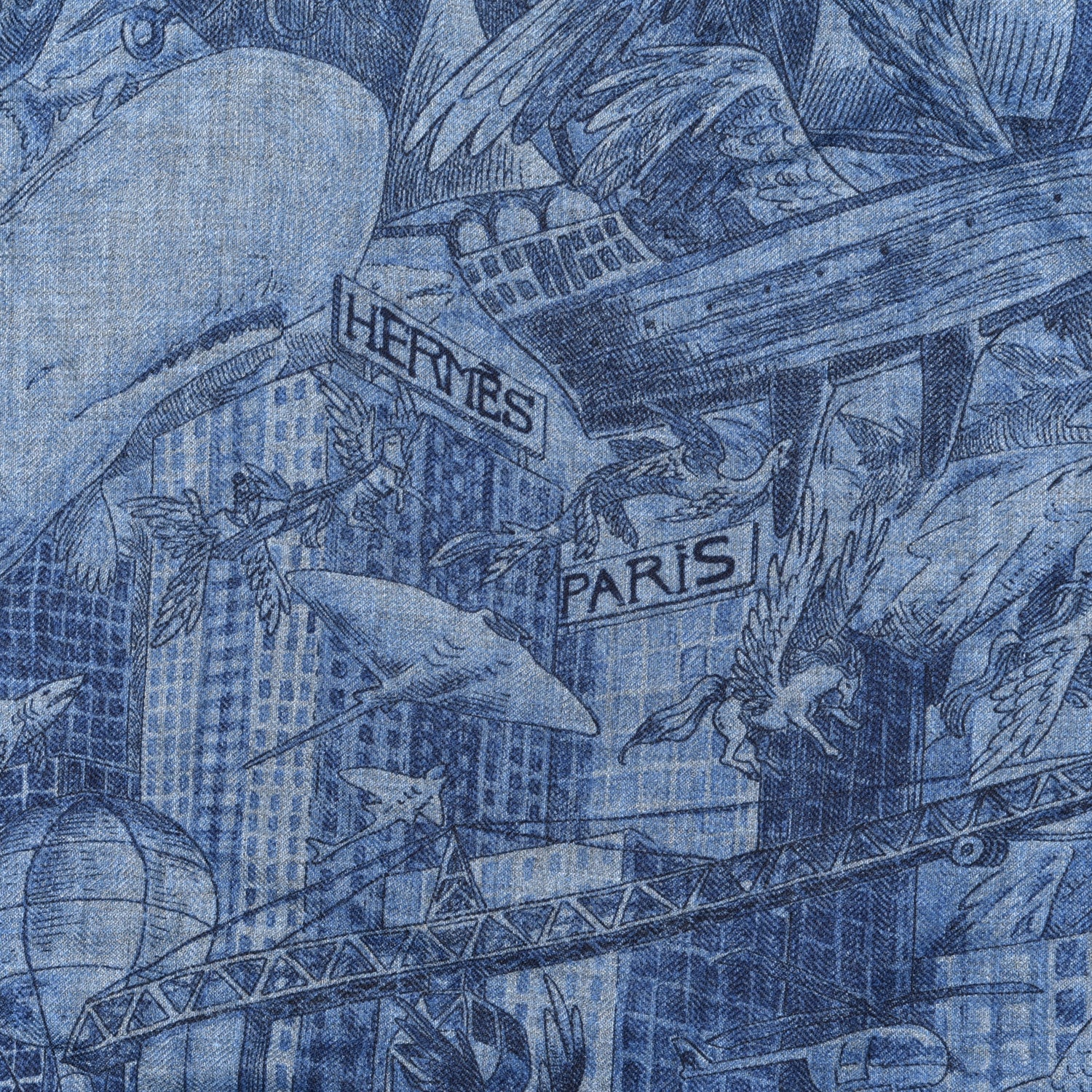 Hermes Cashmere Silk Nothing But A Dreamer Scarf 100 Bleu Chine Indigo Marine 2 of 4