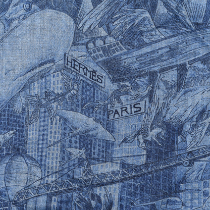 Hermes Cashmere Silk Nothing But A Dreamer Scarf 100 Bleu Chine Indigo Marine 2 of 4