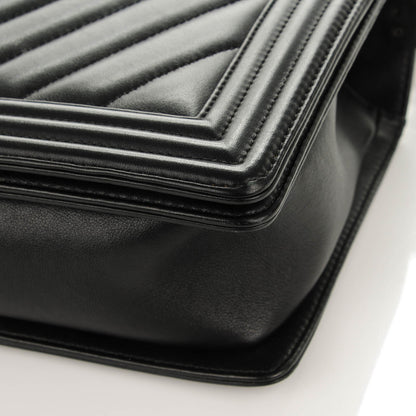 Chanel Calfskin Chevron Quilted Medium Boy Flap Black 8 of 8