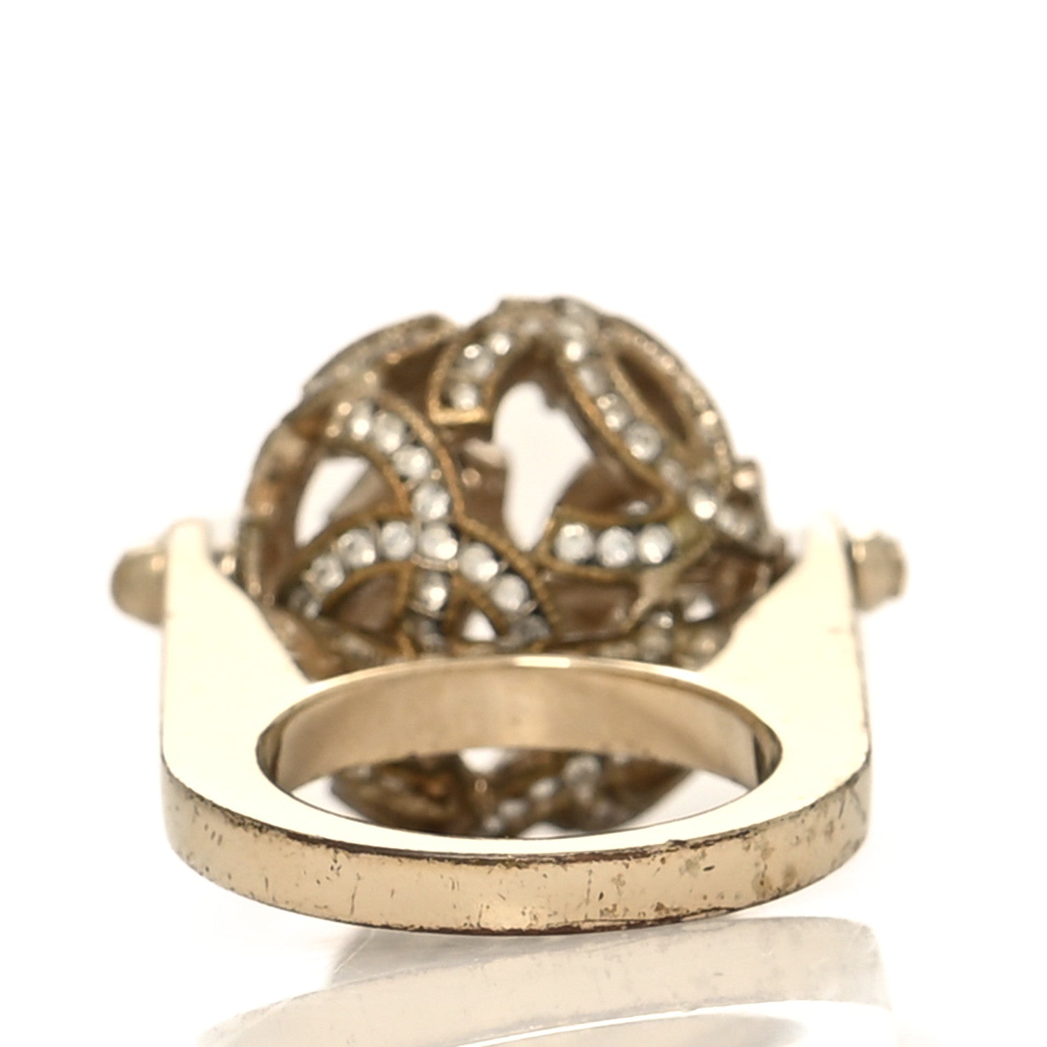 Chanel Crystal Rotating Ring Gold 3 of 5