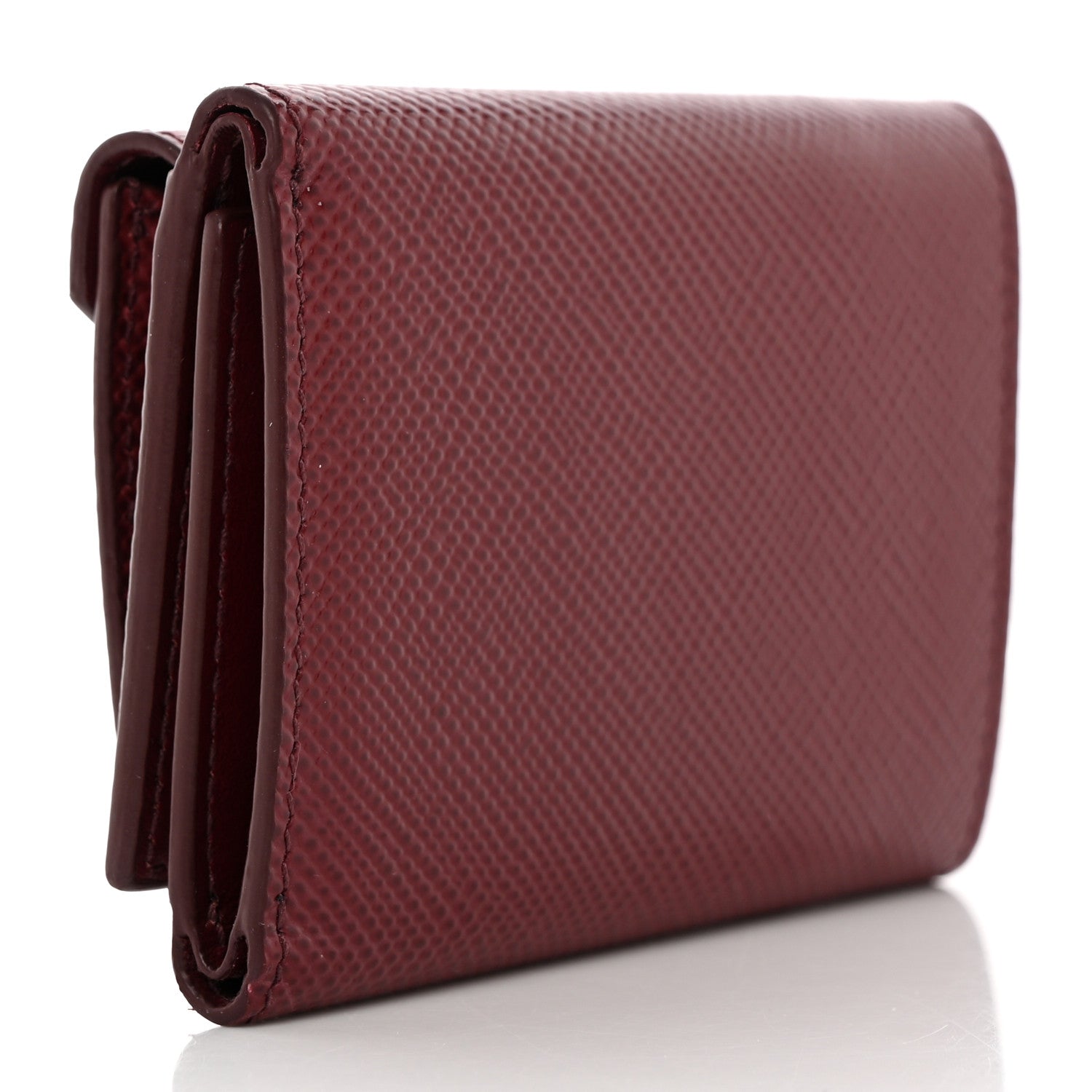 Prada Saffiano Metal Small Tri-Fold Wallet Cerise 3 of 8