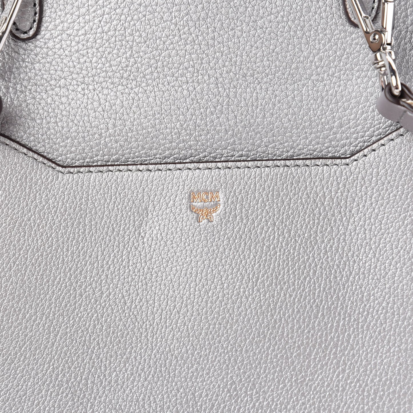 Metallic Pebbled Calfskin Medium Milla Backpack Silver