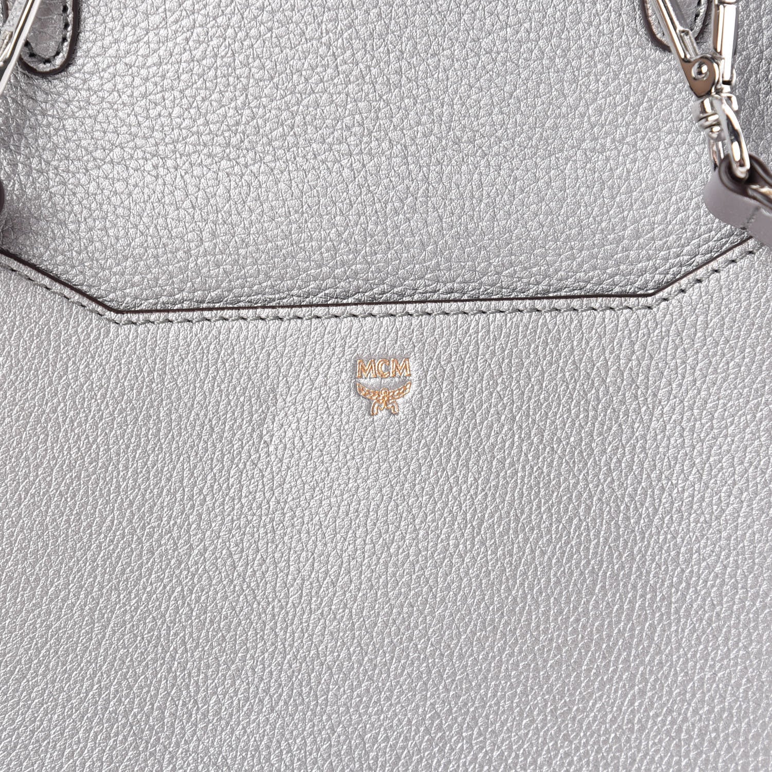 MCM Metallic Pebbled Calfskin Medium Milla Backpack Silver 8 of 11