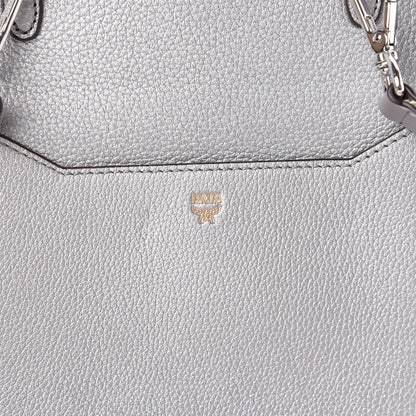 MCM Metallic Pebbled Calfskin Medium Milla Backpack Silver 8 of 11