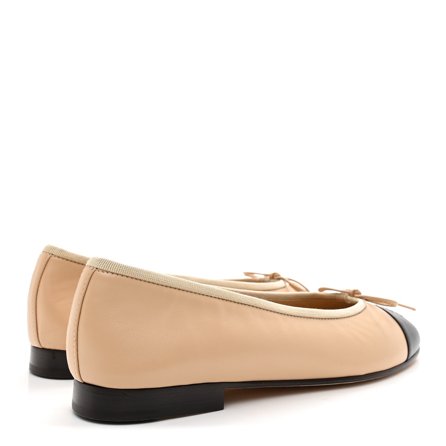 Chanel Lambskin Cap Toe CC Ballerina Flats 38 Beige Black 5 of 9