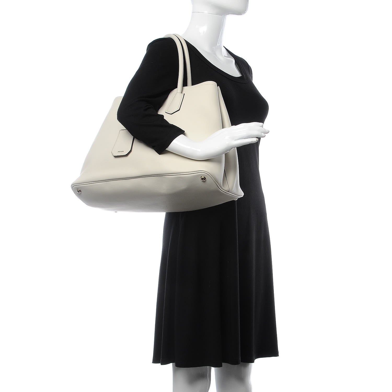 Prada City Calf Large Double Bag Talco 2 of 9