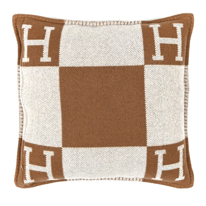 Hermes Wool Cashmere Avalon Pillow PM Ecru Camel 2 of 3