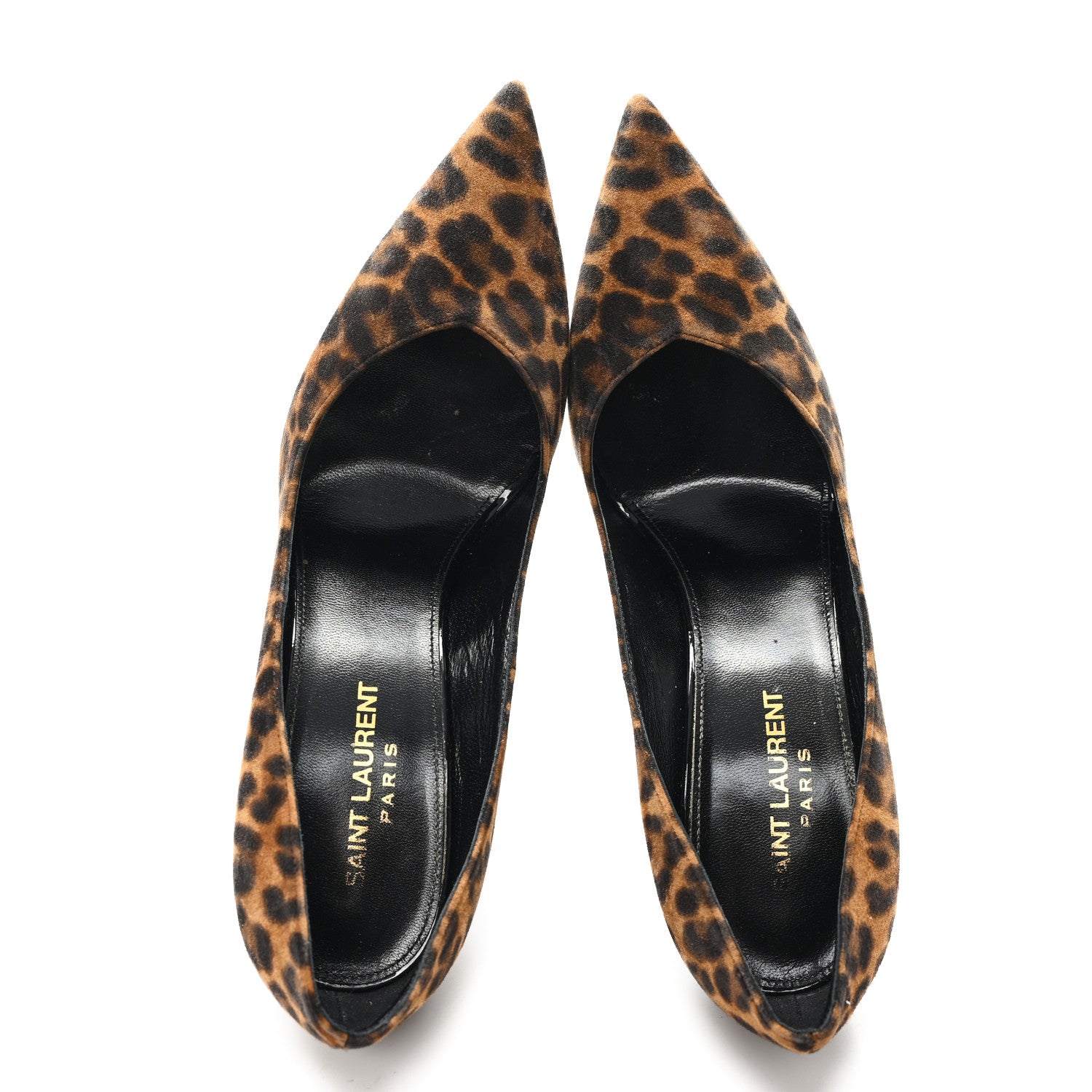 Saint Laurent Suede Leopard Printed Anja Pumps 37.5 Natural Coffee 2 of 10