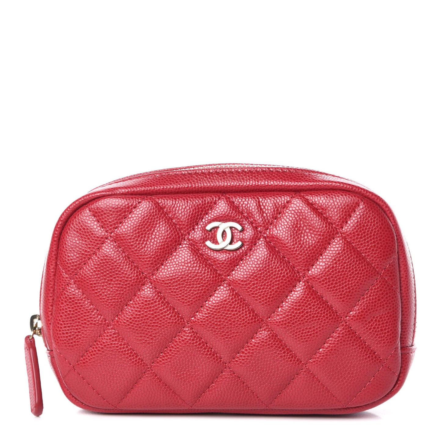 Caviar Quilted Small Curvy Pouch Cosmetic Case Pink