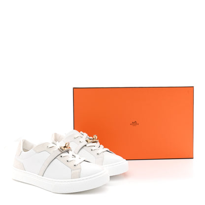Hermes Calfskin Day Sneakers 37.5 White 10 of 10