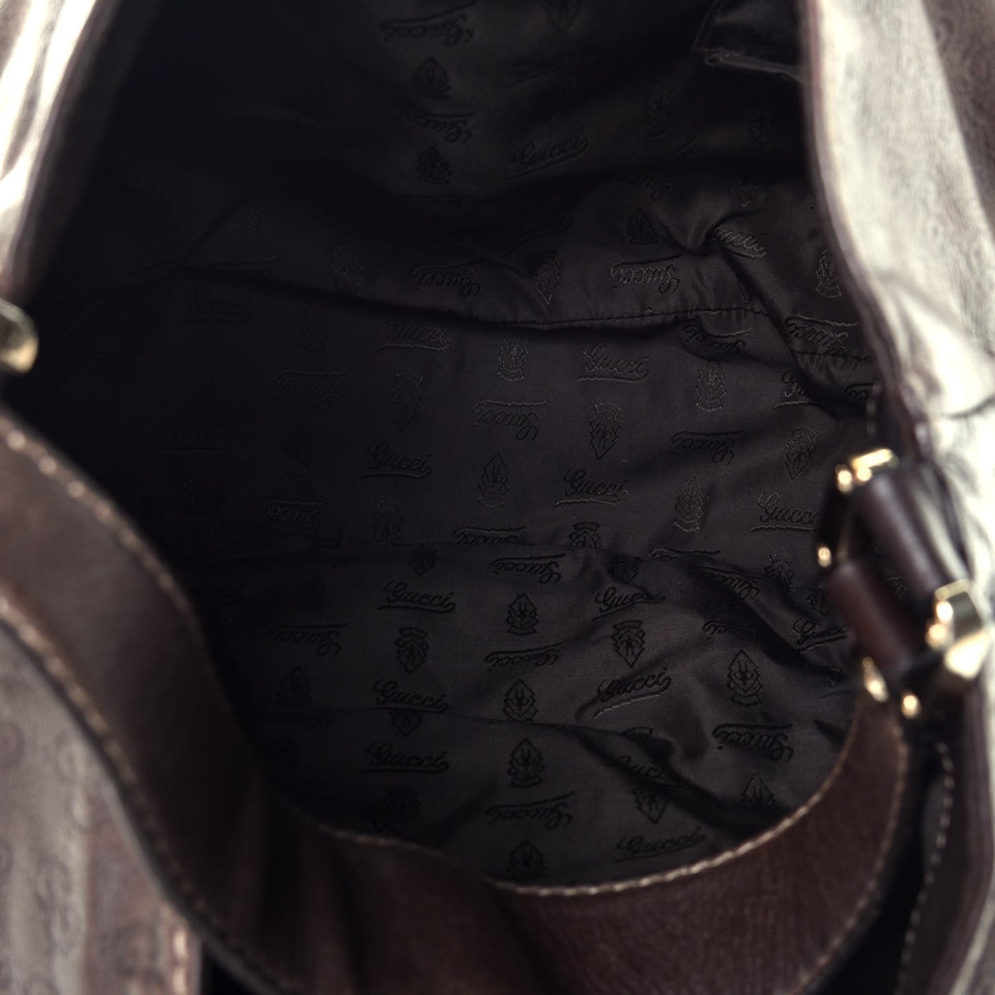 Guccissima Large New Ladies Web Hobo Dark Brown
