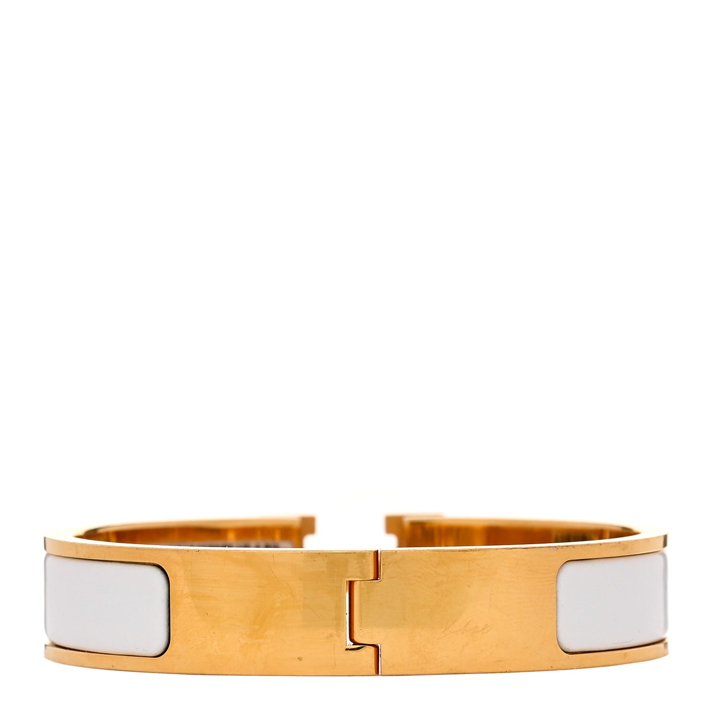 Enamel Narrow Clic Clac H Bracelet PM White