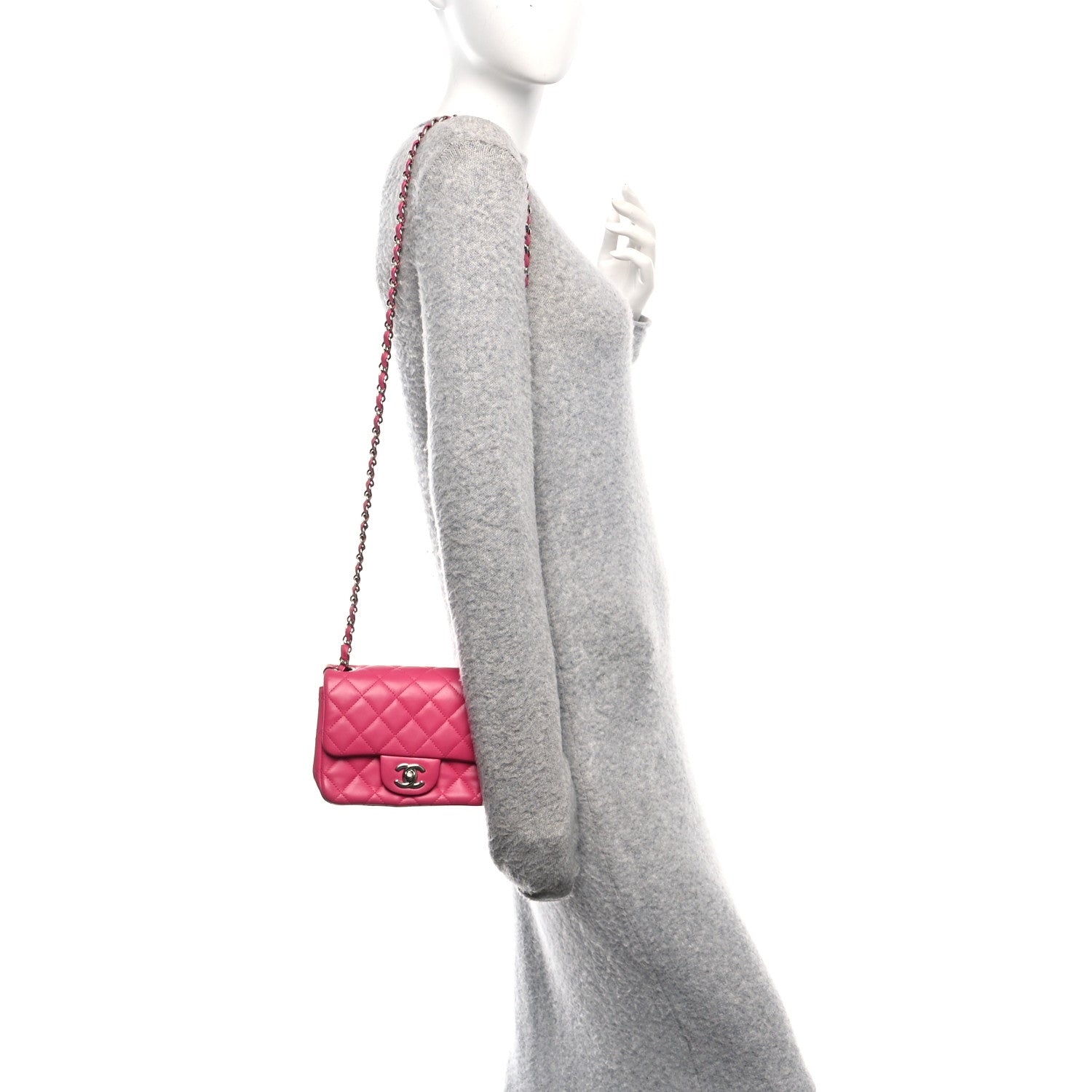 Chanel Lambskin Quilted Mini Square Flap Dark Pink 2 of 12