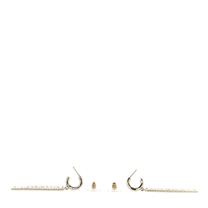 Chanel Metal Enamel Logo Drop Earrings Silver Black 3 of 4