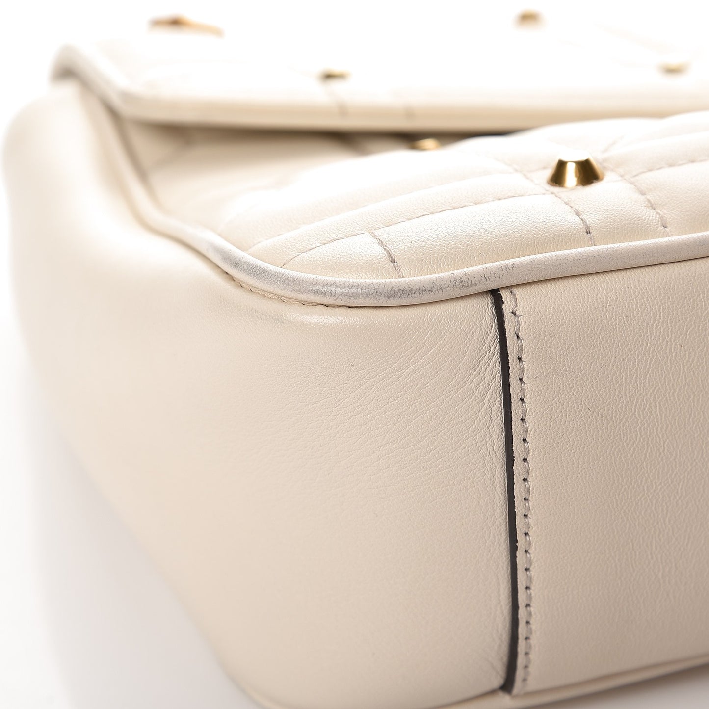 Calfskin Matelasse Studded Medium GG Marmont Shoulder Bag White