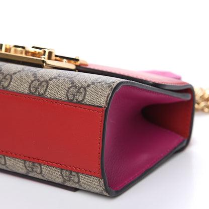 Gucci GG Supreme Monogram Calfskin Small Padlock Shoulder Bag Beige Hibiscus Red New Rosette 9 of 11