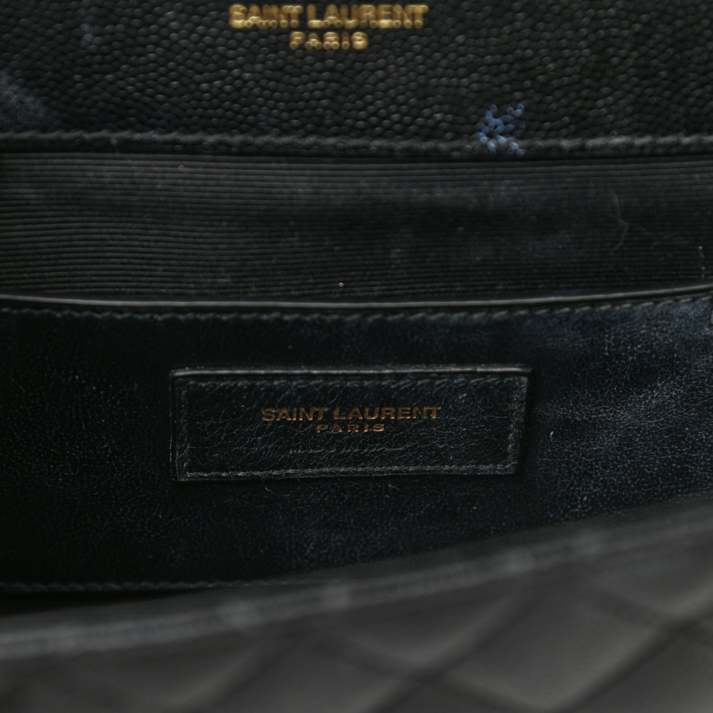 Grain De Poudre Textured Mixed Matelasse Triquilt Small Monogram Satchel Black