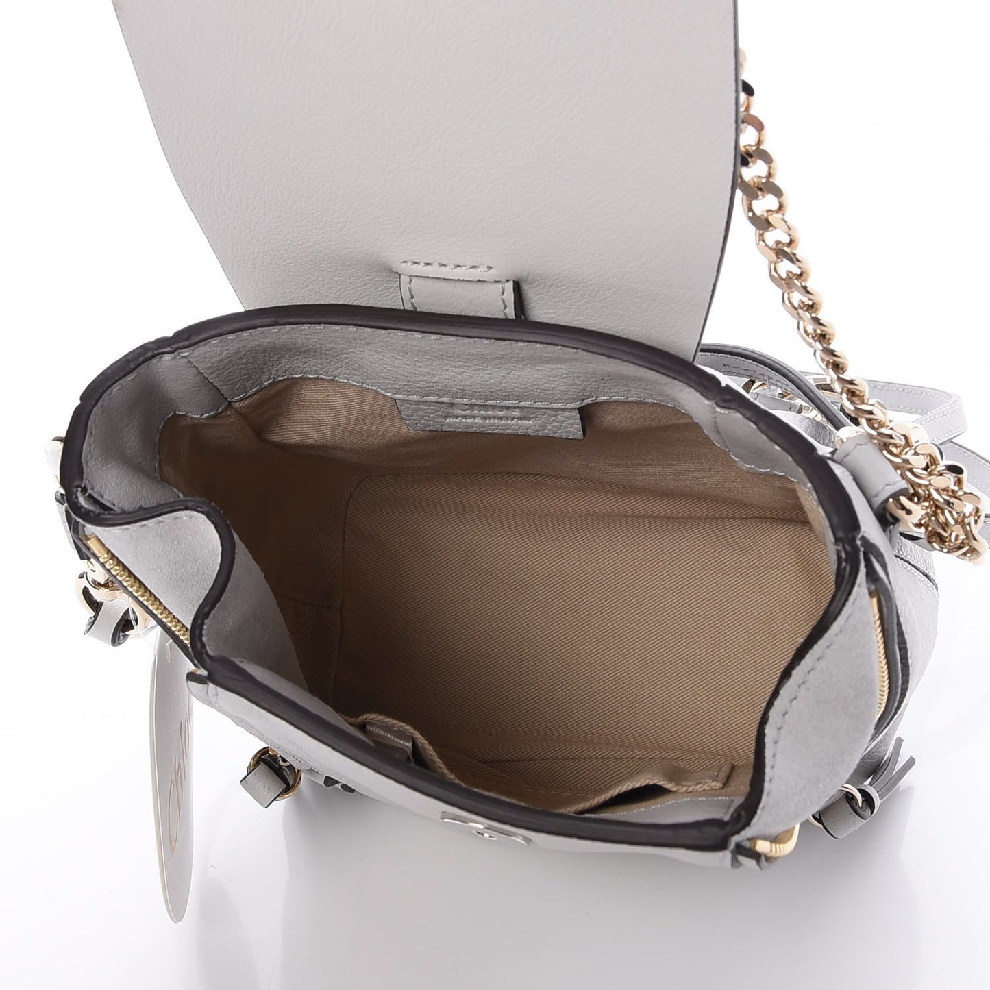 Suede Calfskin Mini Faye Backpack Airy Grey