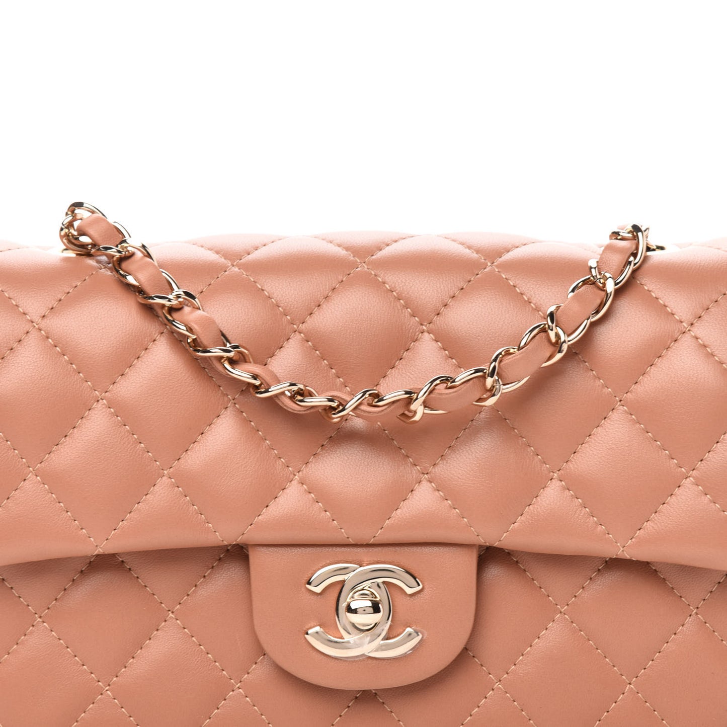 Lambskin Quilted Mini Rectangular Flap Brown