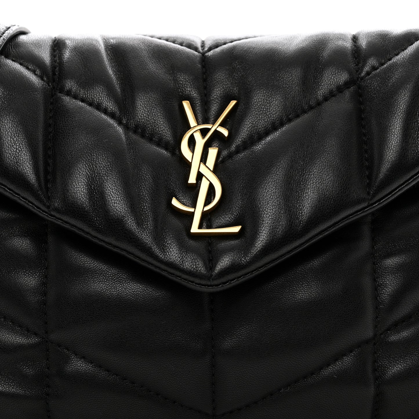 Lambskin Quilted Toy Loulou Puffer Monogram Chain Satchel Black