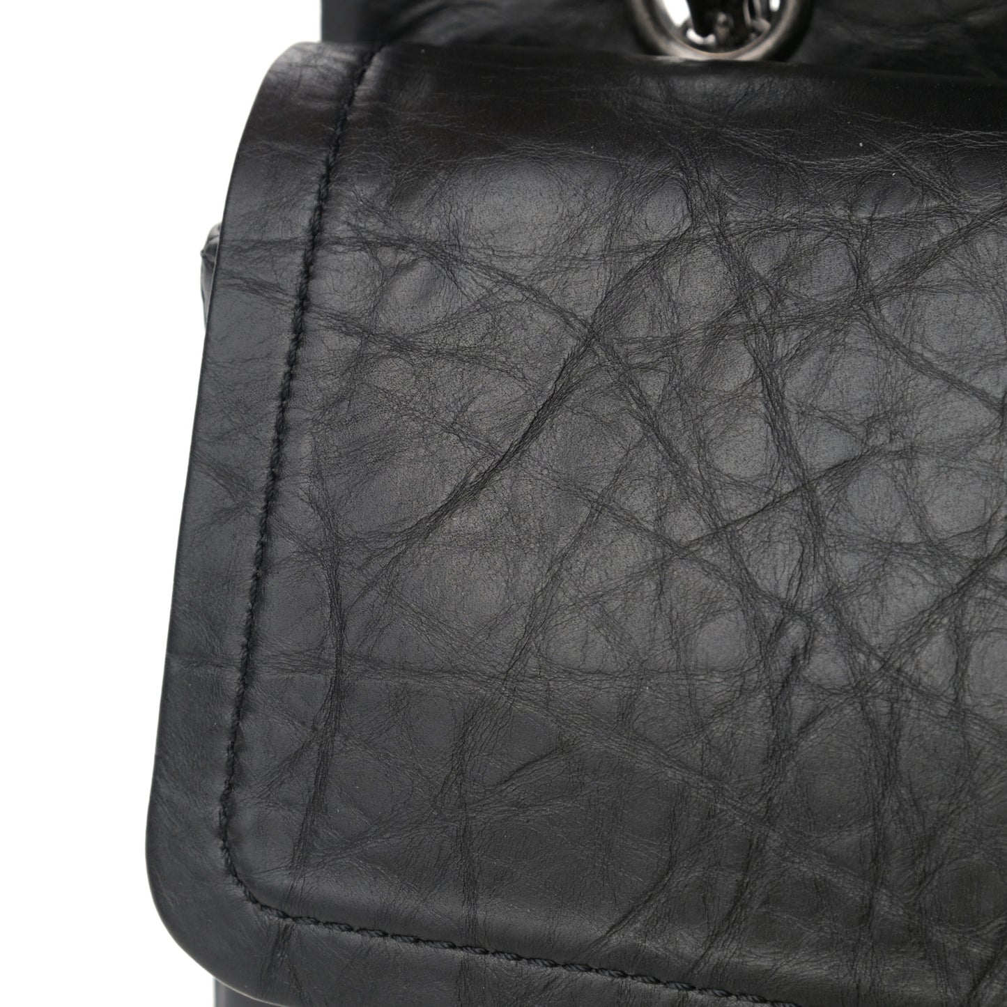 Aged Calfskin Quilted 2.55 Reissue 227 Flap Black