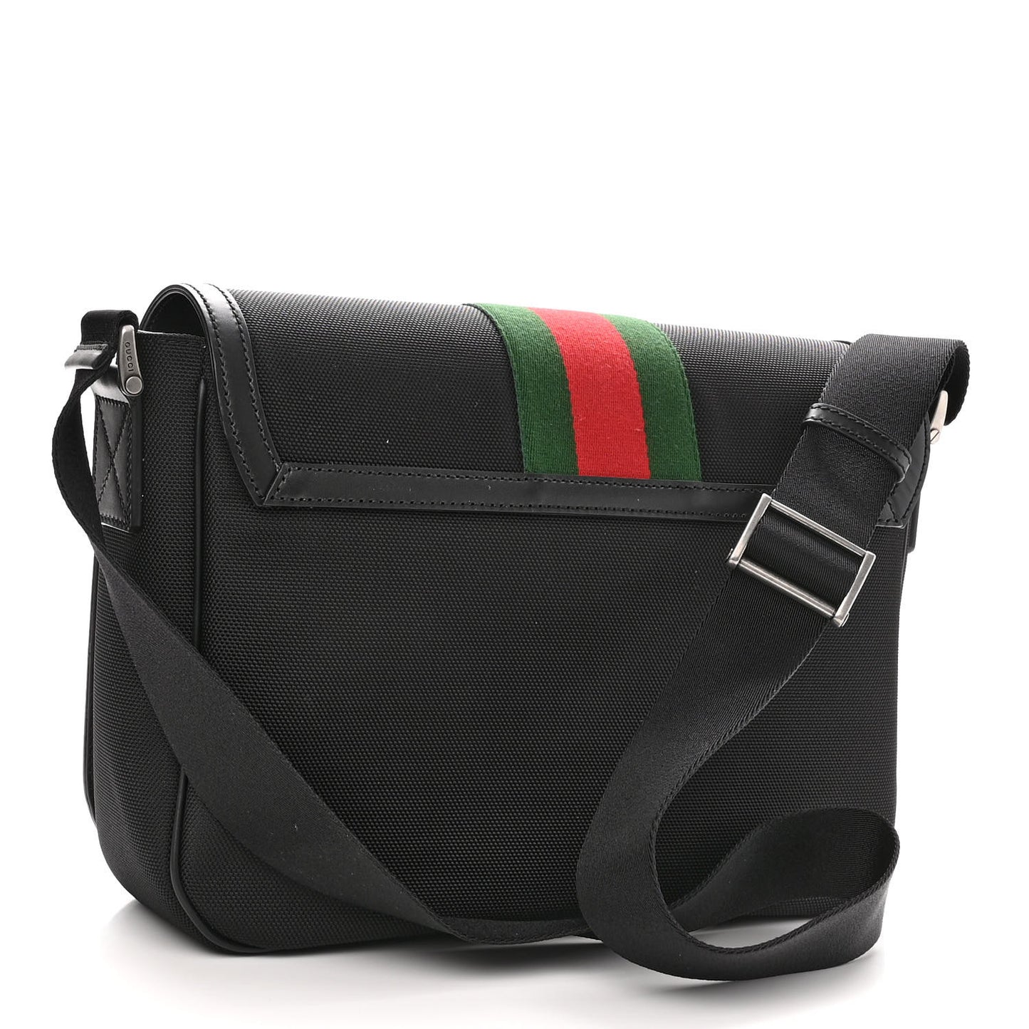 Techno Canvas Web Flap Messenger Bag Black