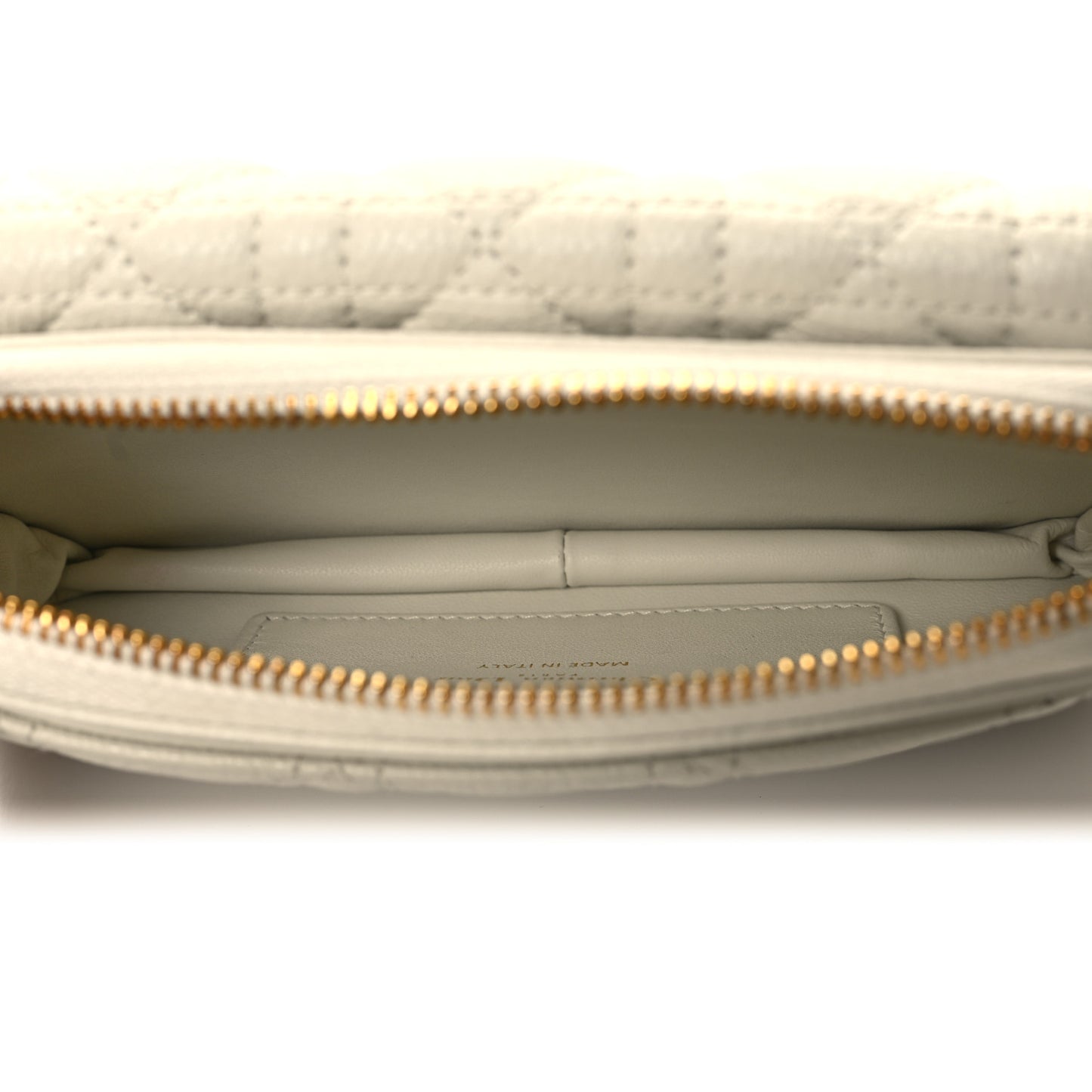 Supple Calfskin Cannage Caro Pouch with Chain Latte
