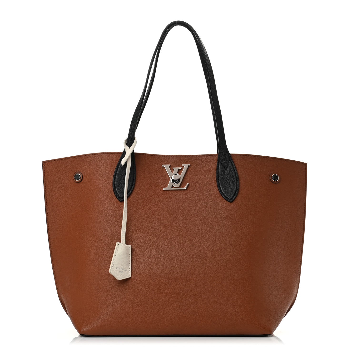 Louis Vuitton Calfskin Lockme Go Tote Caramel Creme Black 1 of 13