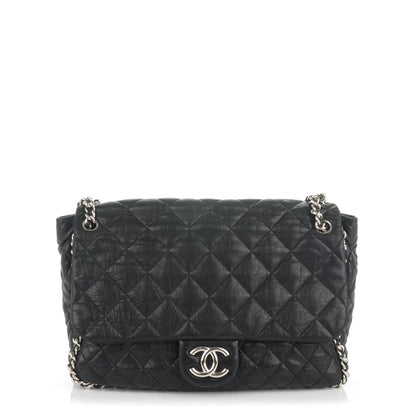 Chanel Washed Lambskin Quilted Maxi Chain Around Flap Black 1 of 7