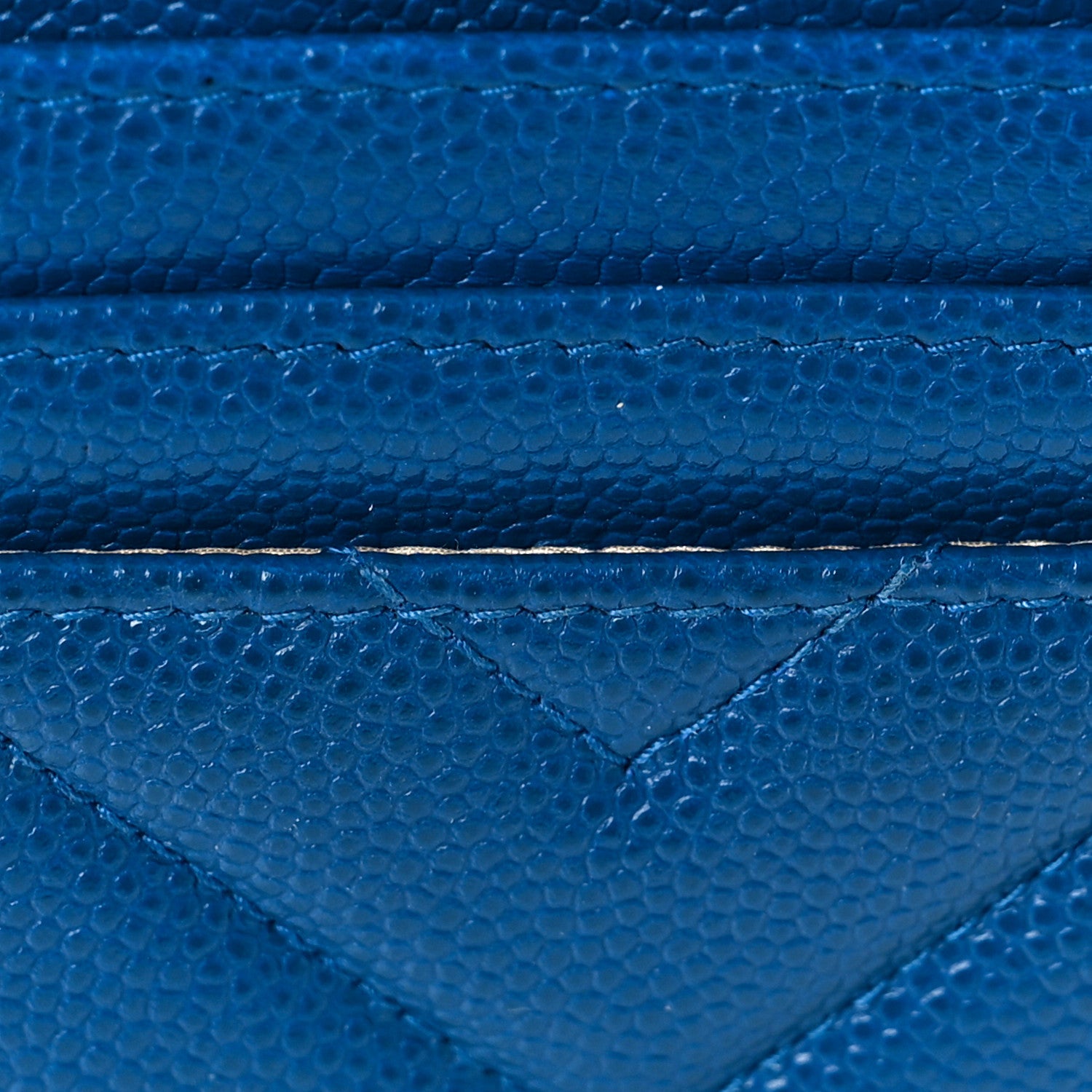 Chanel Caviar Chevron Quilted CC Zip Card Holder Blue 10 of 10