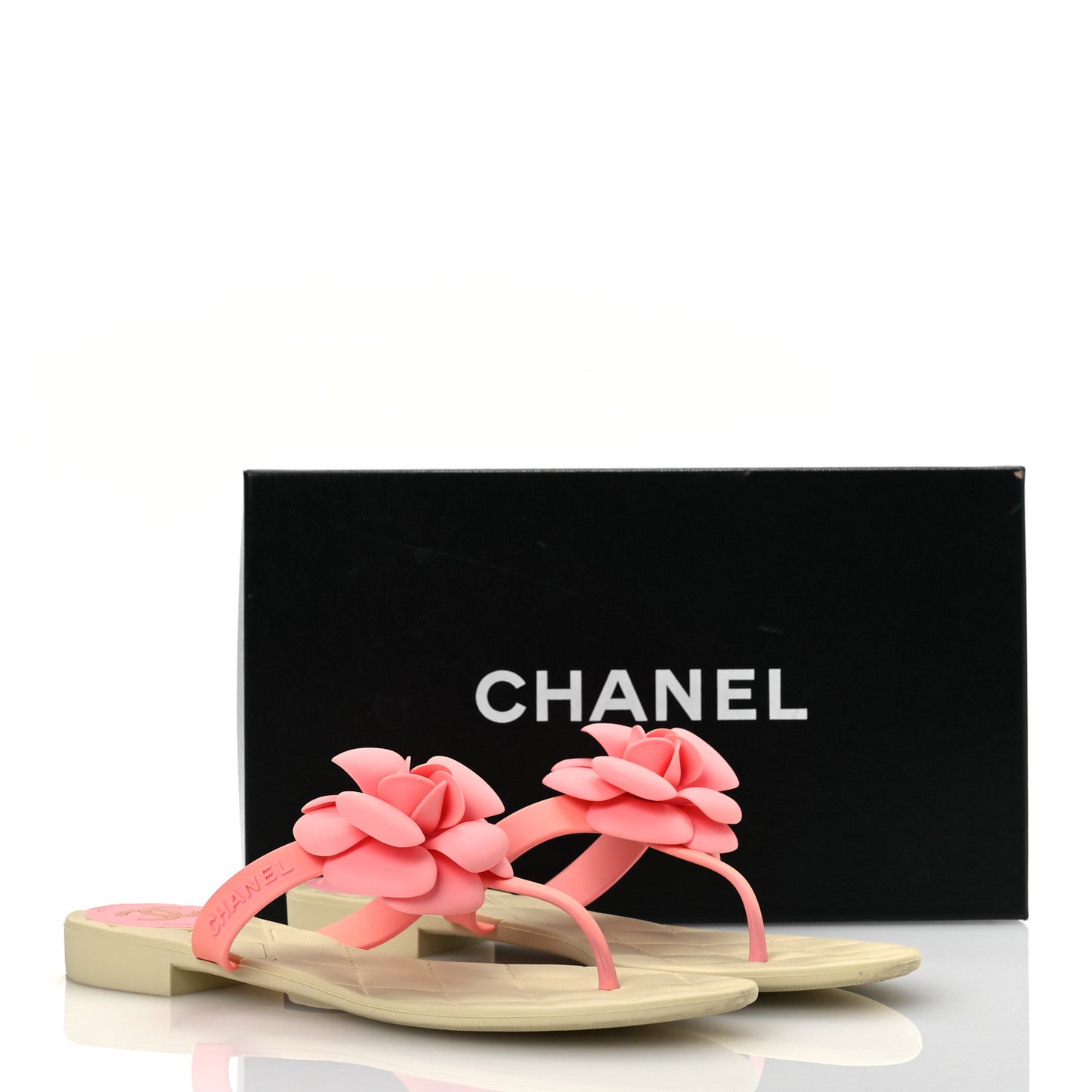 Jelly Quilted Camellia Thong Sandal 39 Pink Beige