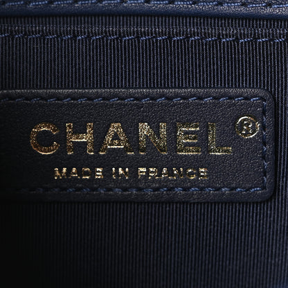 Chanel Calfskin Chevron Quilted Braided Small Boy Flap White Navy 6 of 11