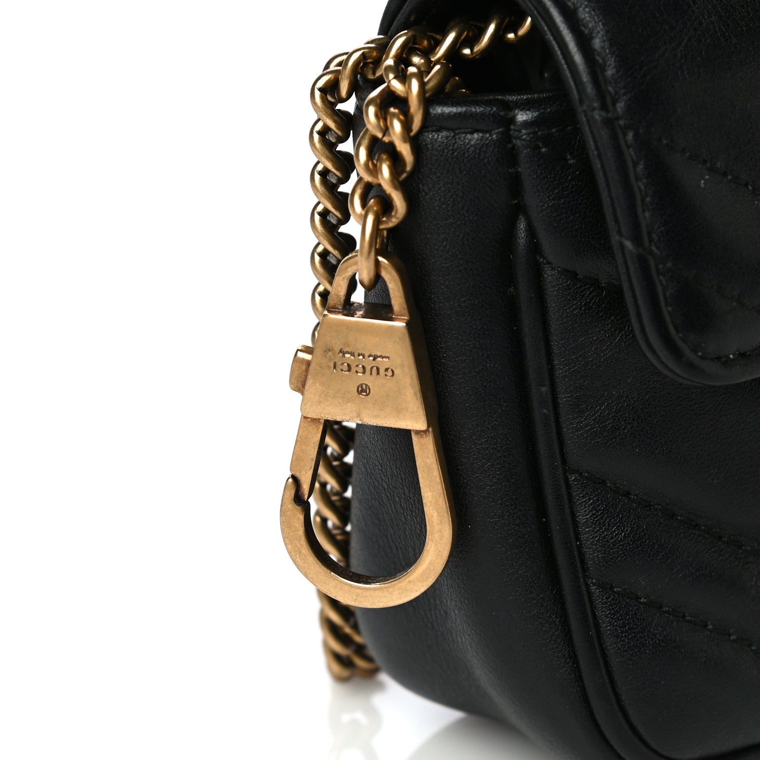 Gucci Calfskin Matelasse Super Mini GG Marmont Shoulder Bag Black 9 of 18