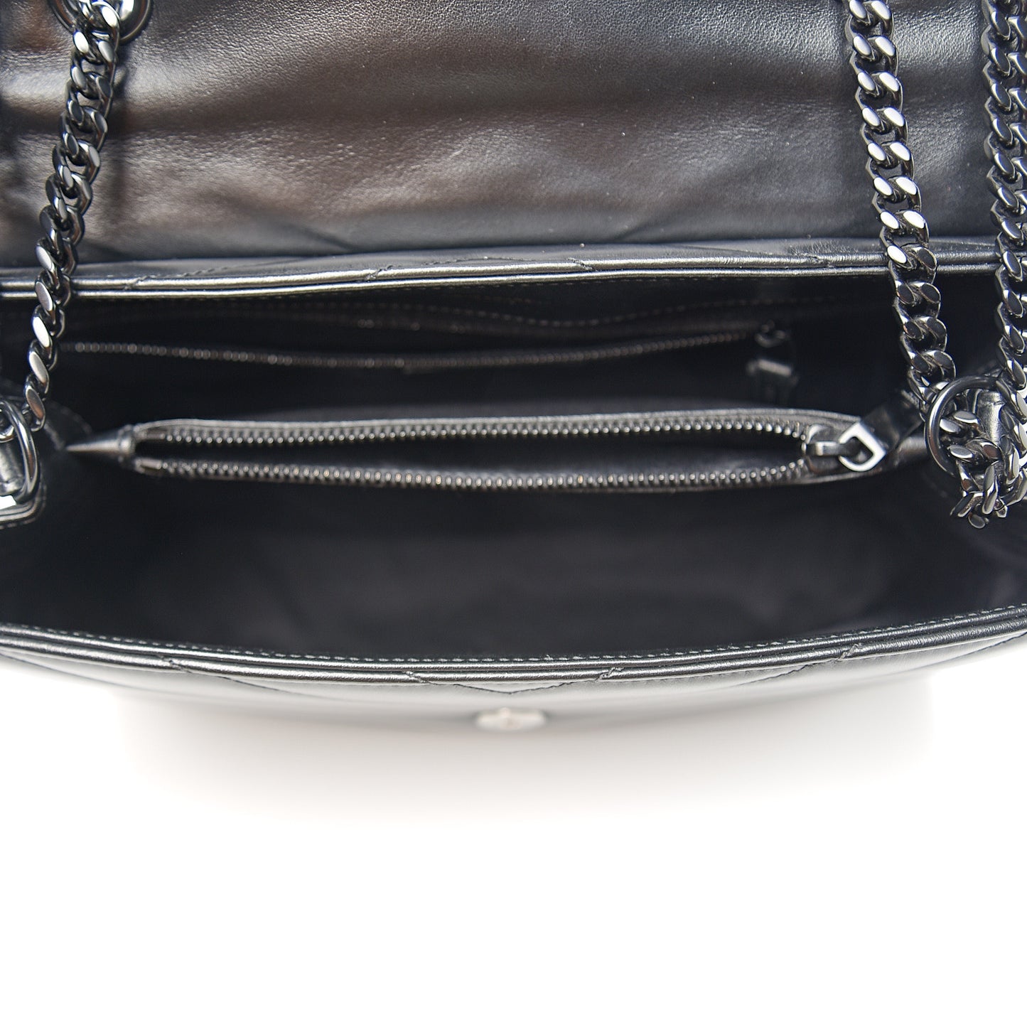 Calfskin Y Quilted Monogram Medium Loulou Chain Satchel Black