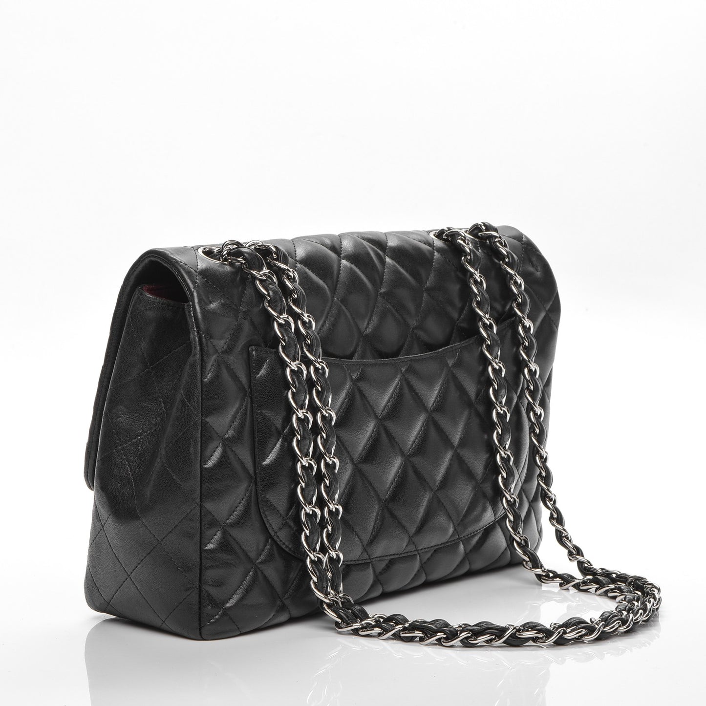 Lambskin Quilted Jumbo Single Flap Black