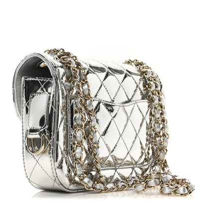 Chanel Mirror Calfskin Metallic Calfskin Quilted Hollywood Boulevard Mini Flap With Star Coin Purse Silver 4 of 11