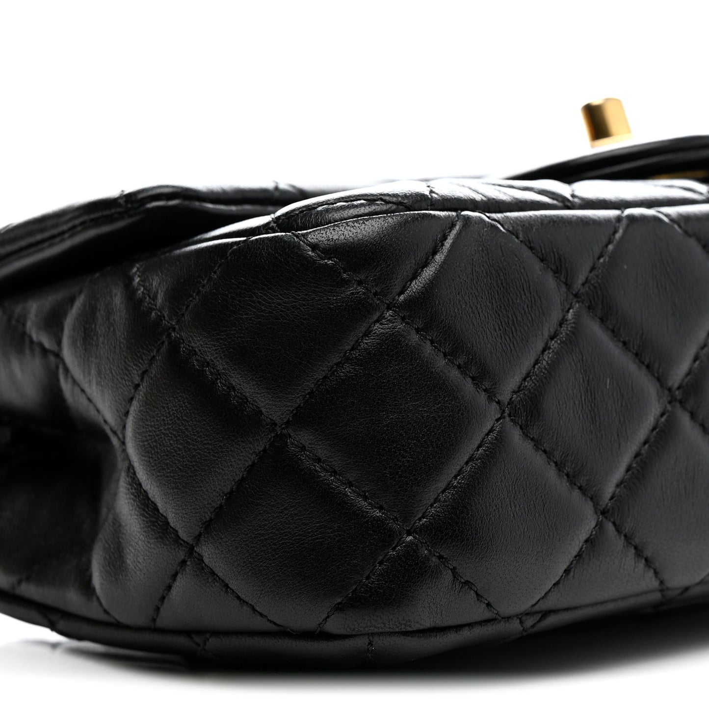 Lambskin Quilted Mini Rectangular Pearl Crush Flap Black