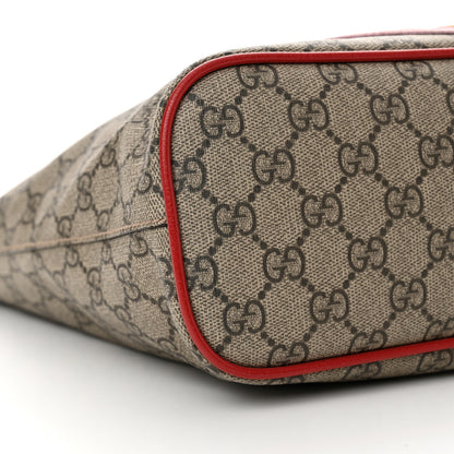 Gucci Soft GG Supreme Monogram Web Bosco Patch Small Crossbody Tote Beige Malva Hibiscus Red 10 of 11