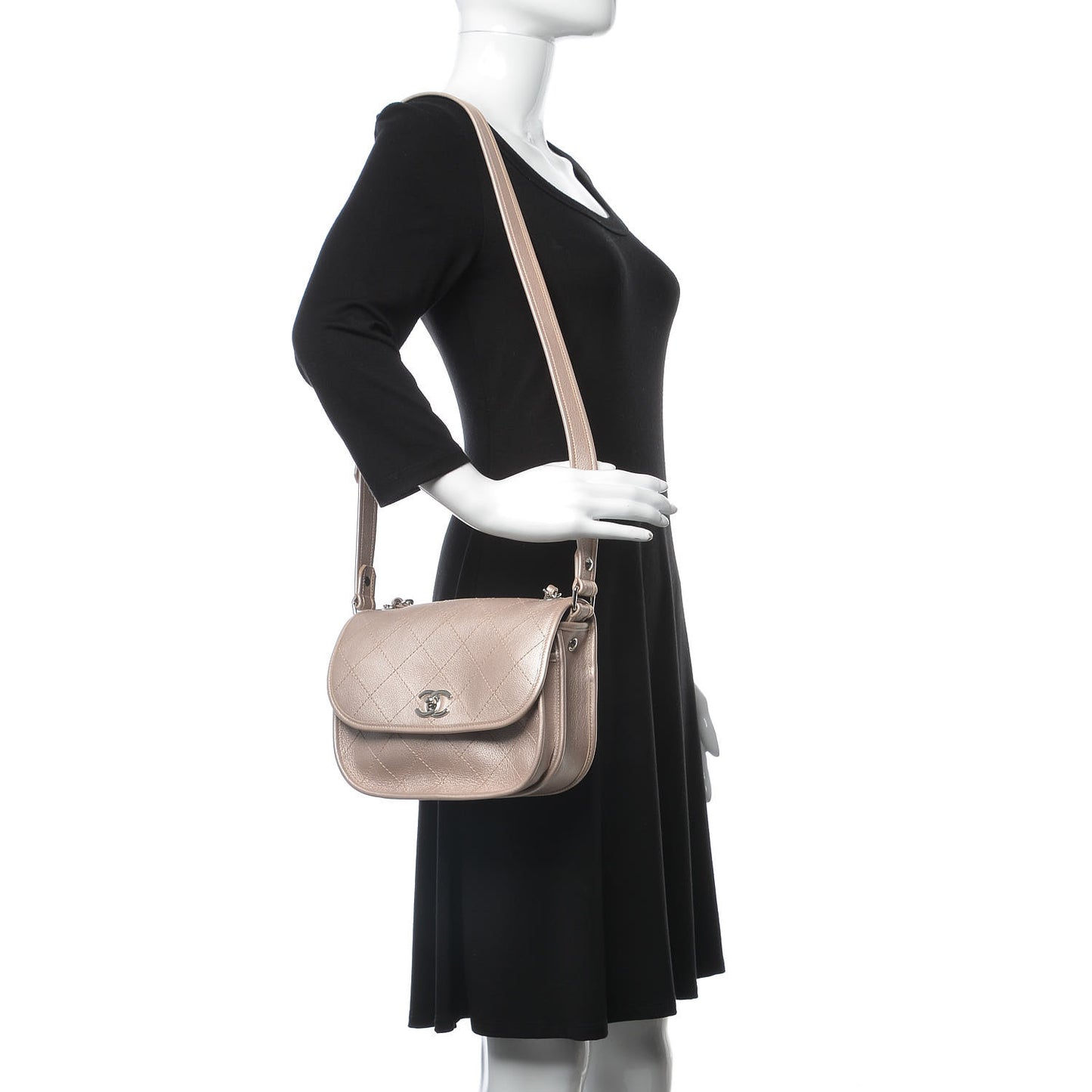 Metallic Calfskin Quilted Jungle Stroll Messenger Bag Gold