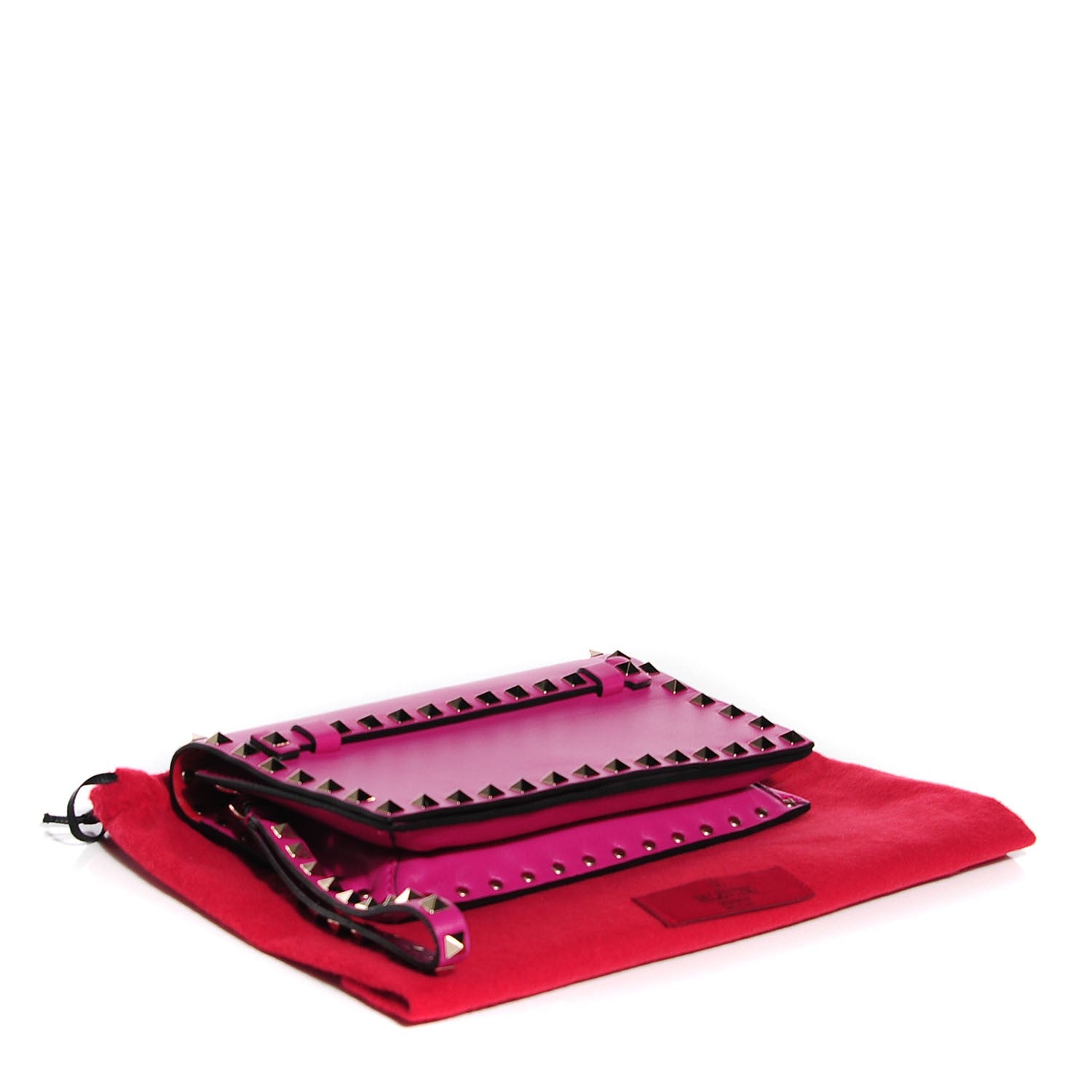 Valentino Garavani Nappa Small Rockstud Wristlet Clutch Fuxia 4 of 8