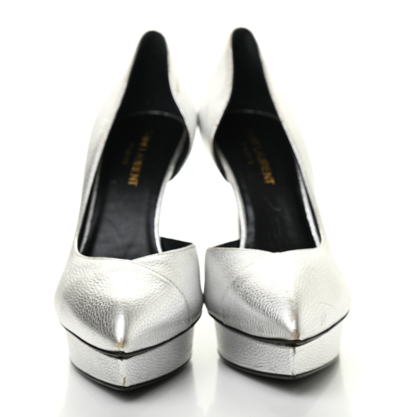 Metallic Grained Calfskin Janis 105 D'Orsay Pumps 36.5 Argento