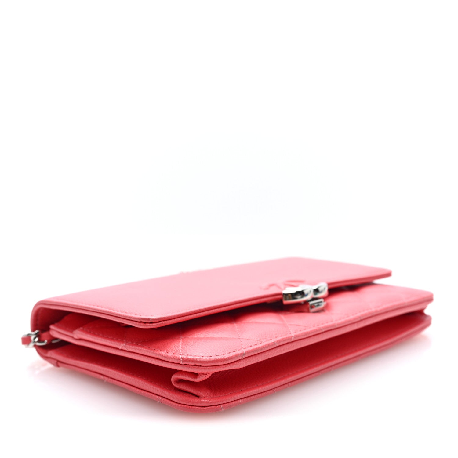 Chanel Grained Calfskin Quilted CC Box Wallet On Chain WOC Pink 4 of 10