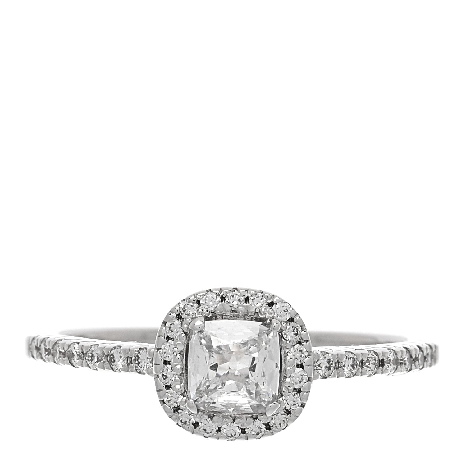 Parker & West by FASHIONPHILE 18K White Gold Diamond 0.33ct Cushion Cut Pave Halo Engagement Ring 53 6.5 1 of 6