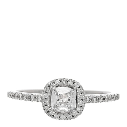 Parker & West by FASHIONPHILE 18K White Gold Diamond 0.33ct Cushion Cut Pave Halo Engagement Ring 53 6.5 1 of 6
