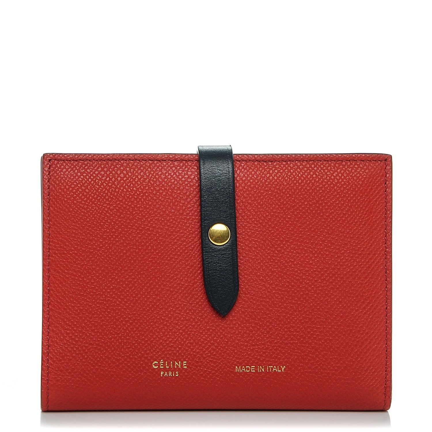 Celine Grained Calfskin Medium Multifunction Strap Wallet Coquelicot 1 of 7