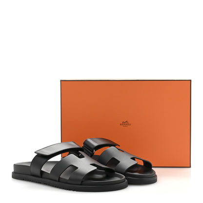 Hermes Calfskin Womens Chypre Sandals 39 Black 10 of 10