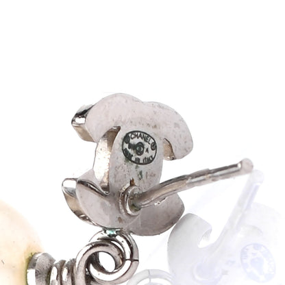 Chanel Crystal Pearl CC Drop Earrings Silver 4 of 4